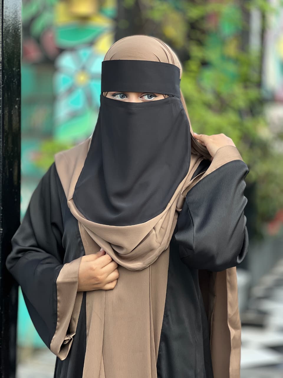 Contrast Overcoat Abaya